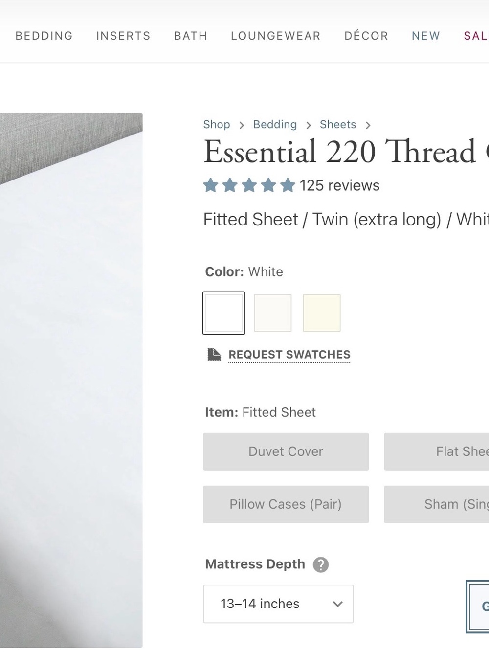 Au Lit Twin XL 220 Thread Count Fitted Sheet — White